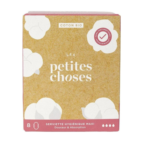 Serviettes Hygiéniques Extra Long - Coton Bio - Boîte de 8