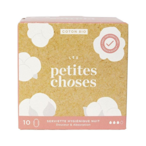 Serviettes hygiéniques Nuit - Coton Bio - Boîte de 10